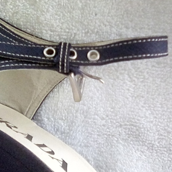 Prada Vero Cuoio Teat Blue Ankle Strap Spool Heel - Picture 4 of 8